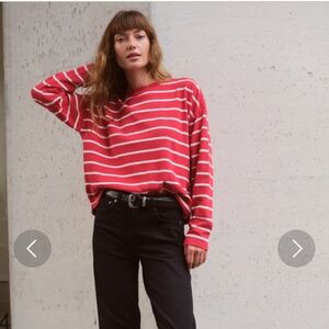 AYR The Half Day Red and White Striped Long Sleeve Tee